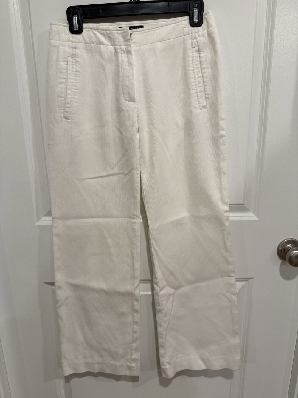 Talbots Womens Pants White Size 2P Wide Leg Chino Stretch Cotton Blend Business